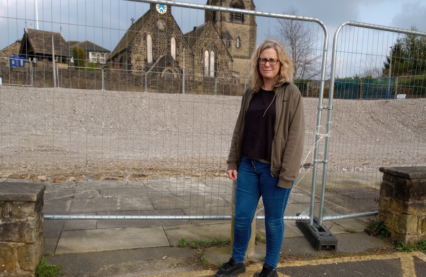 Debbie outside Ian Clough Site